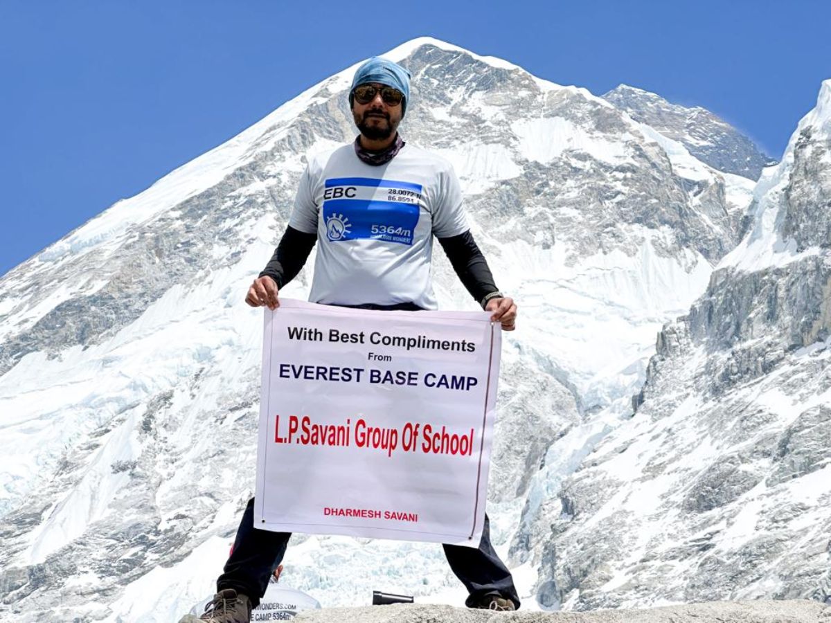 LP Savani Vice Chairman Dharmendra Savani completes the Everest Base Camp expedition in a record nine days