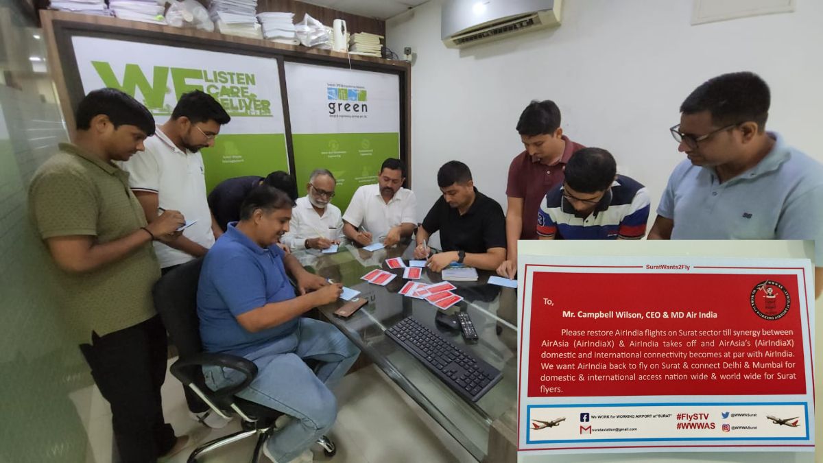 Surat Takes Flight: Citizens Unite in Postcard Campaign for Air India Connectivity