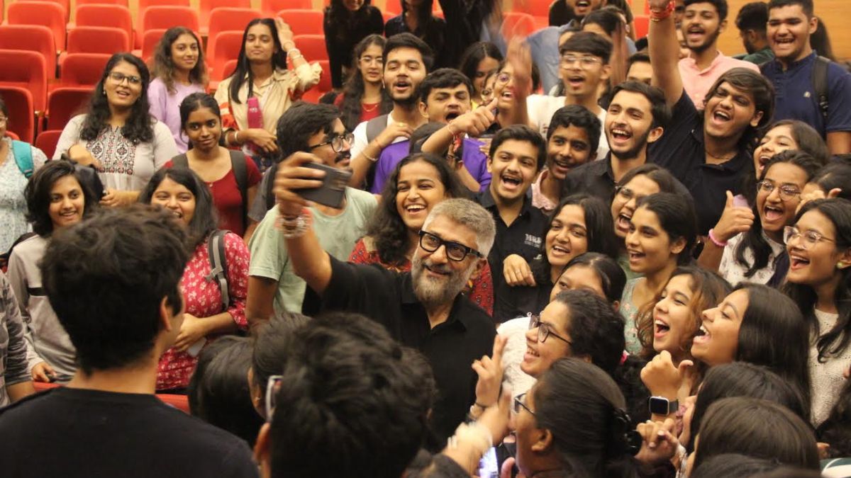 Filmmaker Vivek Ranjan Agnihotri discusses empowered Indian women at Karnavati University's The War Within session.