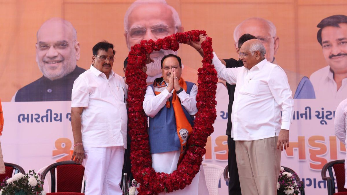 Gujarat BJP Welcomes JP Nadda As he Heads to Rajya Sabha