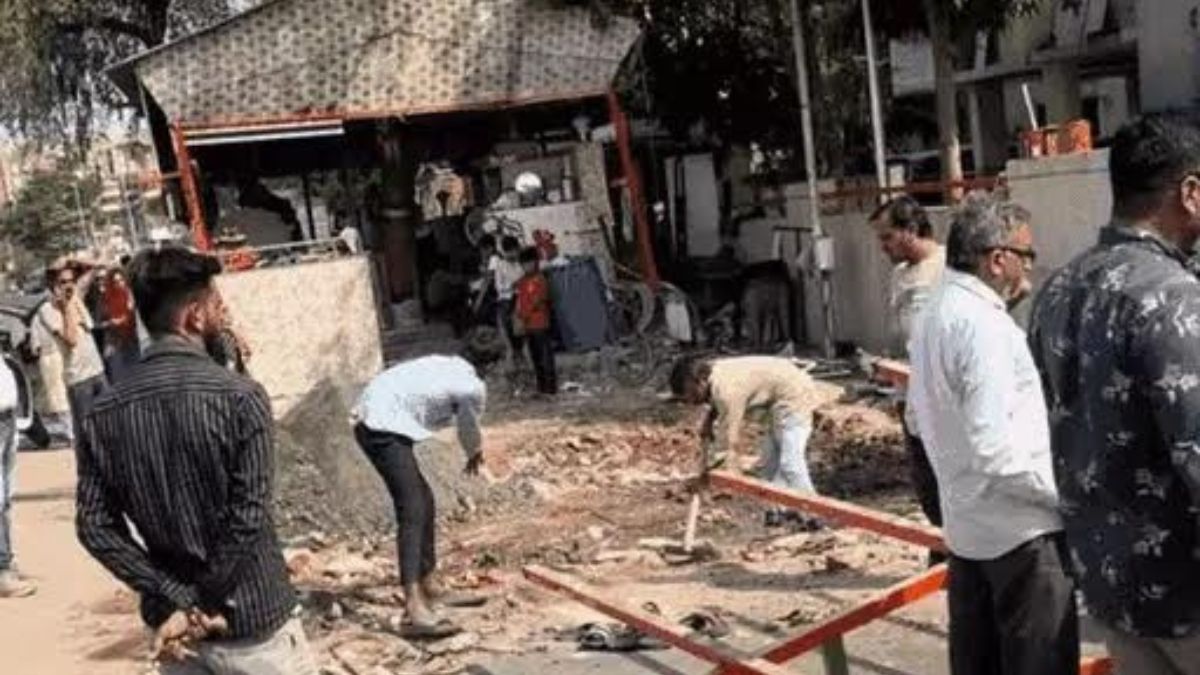 Locals Protest Demolition of Temple Wall in Viratnagar During Road Widening Project