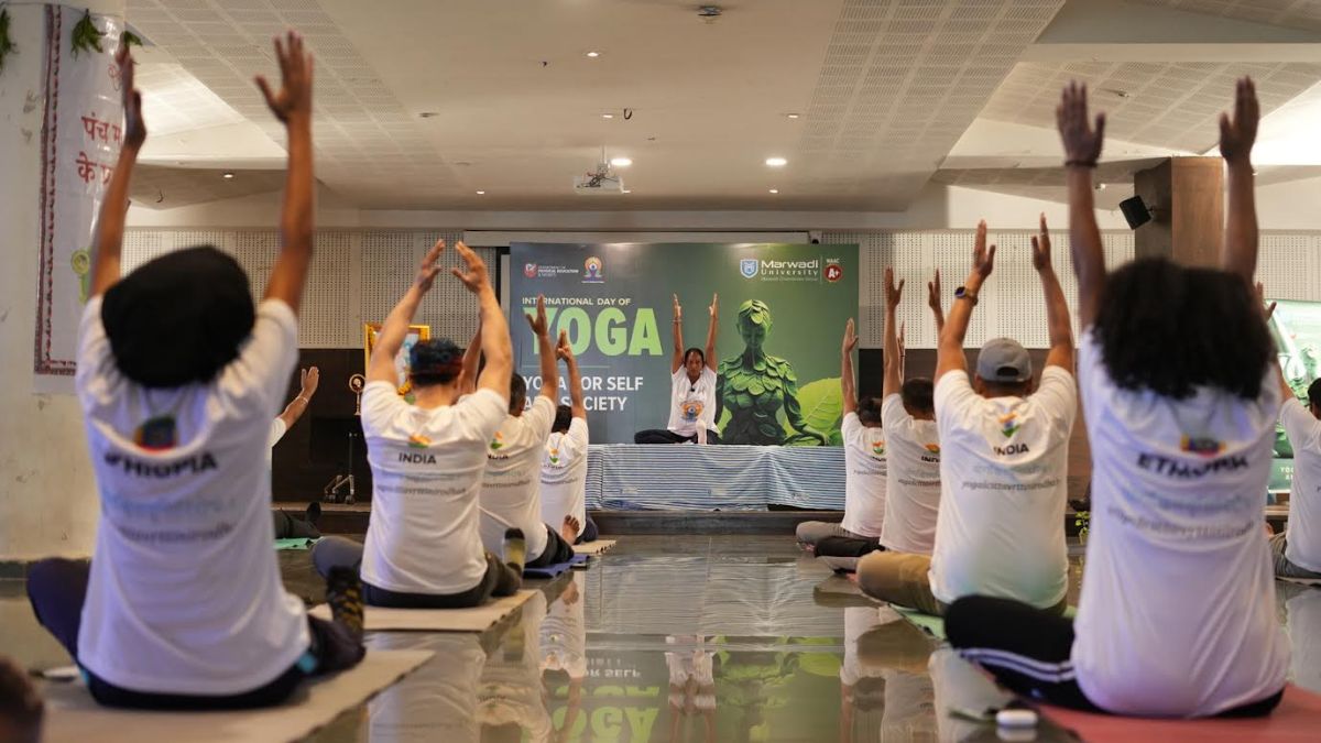 Marwadi University Observes International Yoga Day with Enthusiastic Participation of Faculty Members, Staff and students from 54 countries