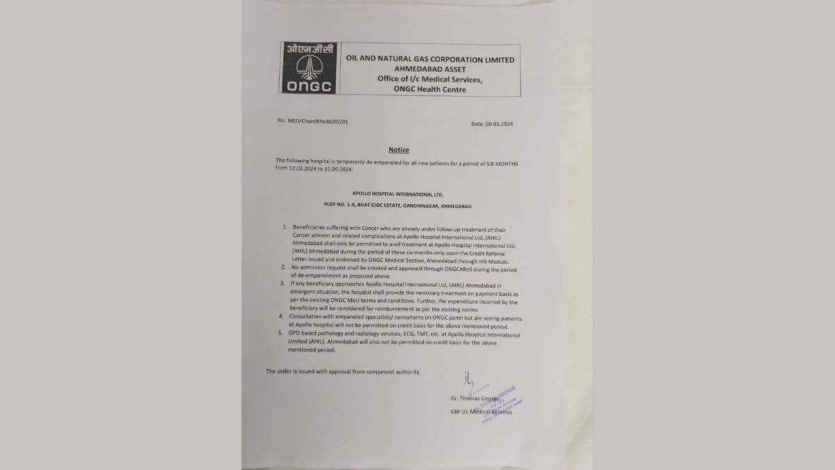 ONGC Terminates Tie-Up with Apollo Hospitals 