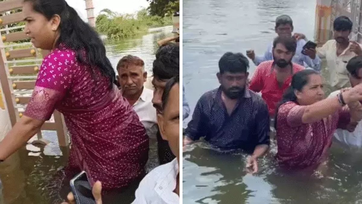 Banaskantha MP Geniben Thakor flood visit, the blunt times