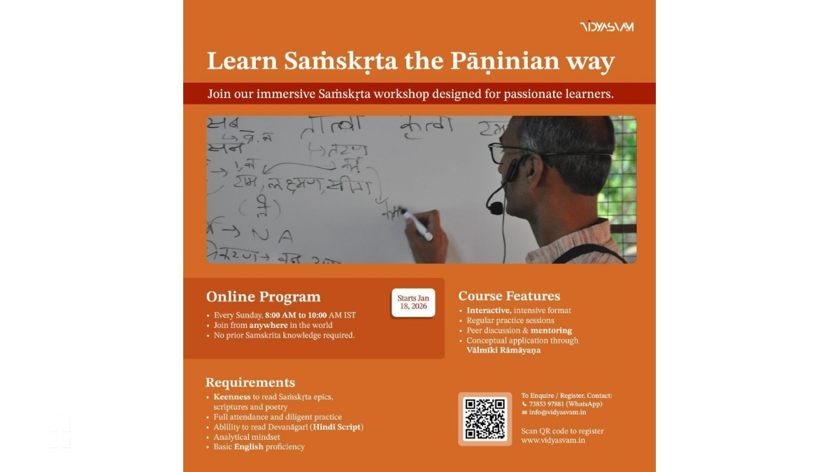 Vidyasvam Announces New Online Samskṛta Workshop Based on the Pāṇinian Method-TBT