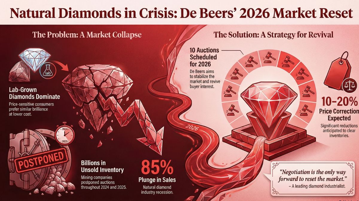 De Beers rough diamond auctions 2026, the blunt times
