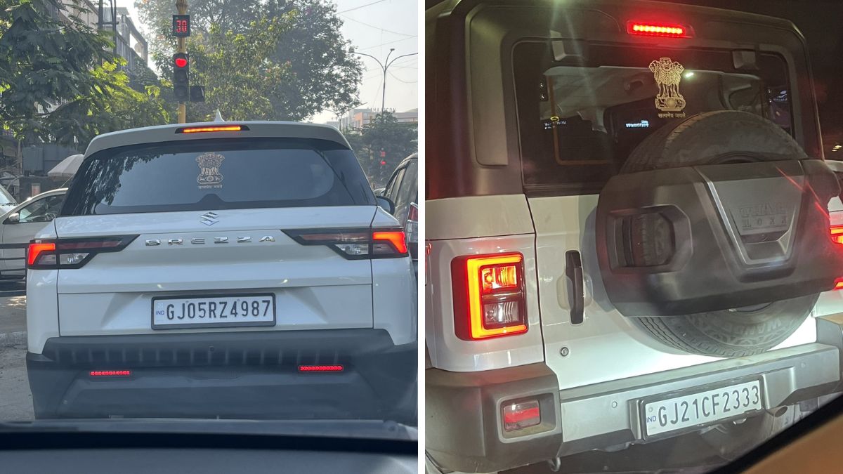 illegal use of national emblem on private vehicles in Surat, the blunt times