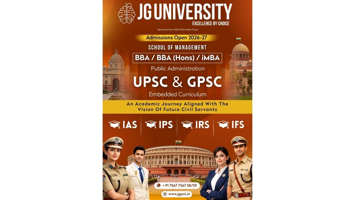 JG University Launches BBA (Hons) and iMBA in Public Administration with Integrated UPSC & GPSC Curriculum; Admissions Open for 2026–27 -PNN