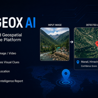 GEOX AI by TraceX Labs showing AI-powered geolocation and visual intelligence mapping technology
