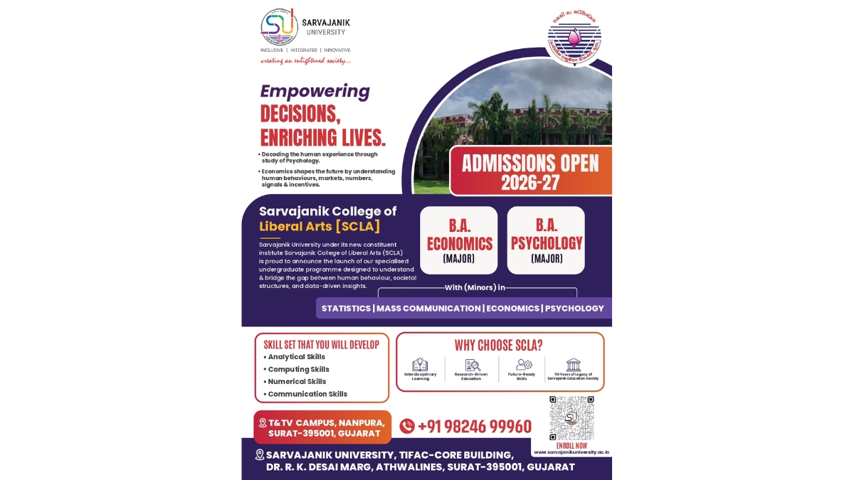 Sarvajanik University Introduces Liberal Arts Programmes to build Analytical, Research and Human-Centric Leaders-TBT