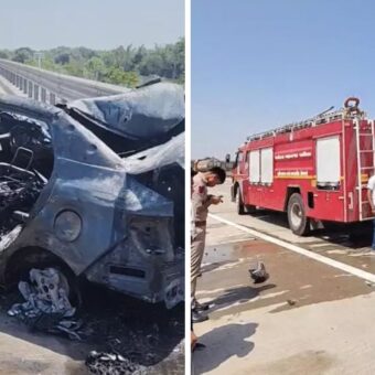 Delhi Mumbai Expressway Vadodara car fire accident, the blunt times
