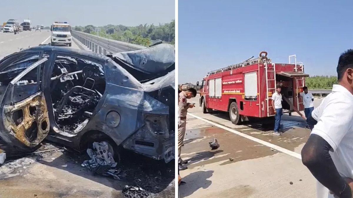 Delhi Mumbai Expressway Vadodara car fire accident, the blunt times