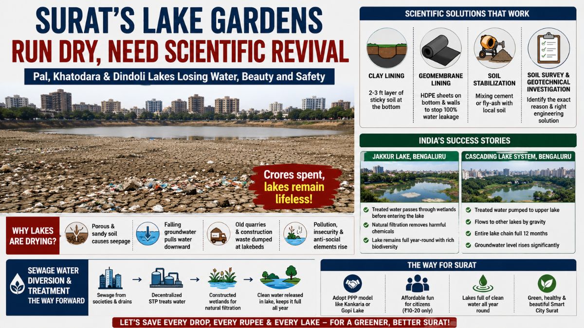 Surat : Lake Gardens Run Dry, Expert Demand Scientific Revival Plan Surat lake gardens revival, the blunt times