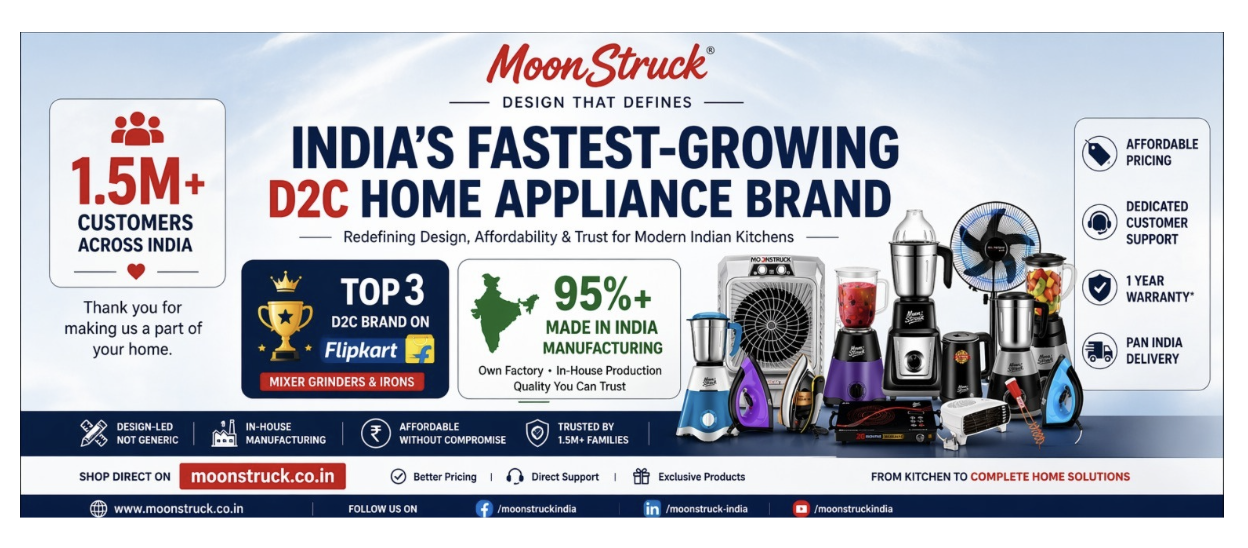 Moonstruck – India’s Fastest-Growing D2C Home Appliance Brand Redefining Design, Affordability, and Trust for Modern Indian Kitchens