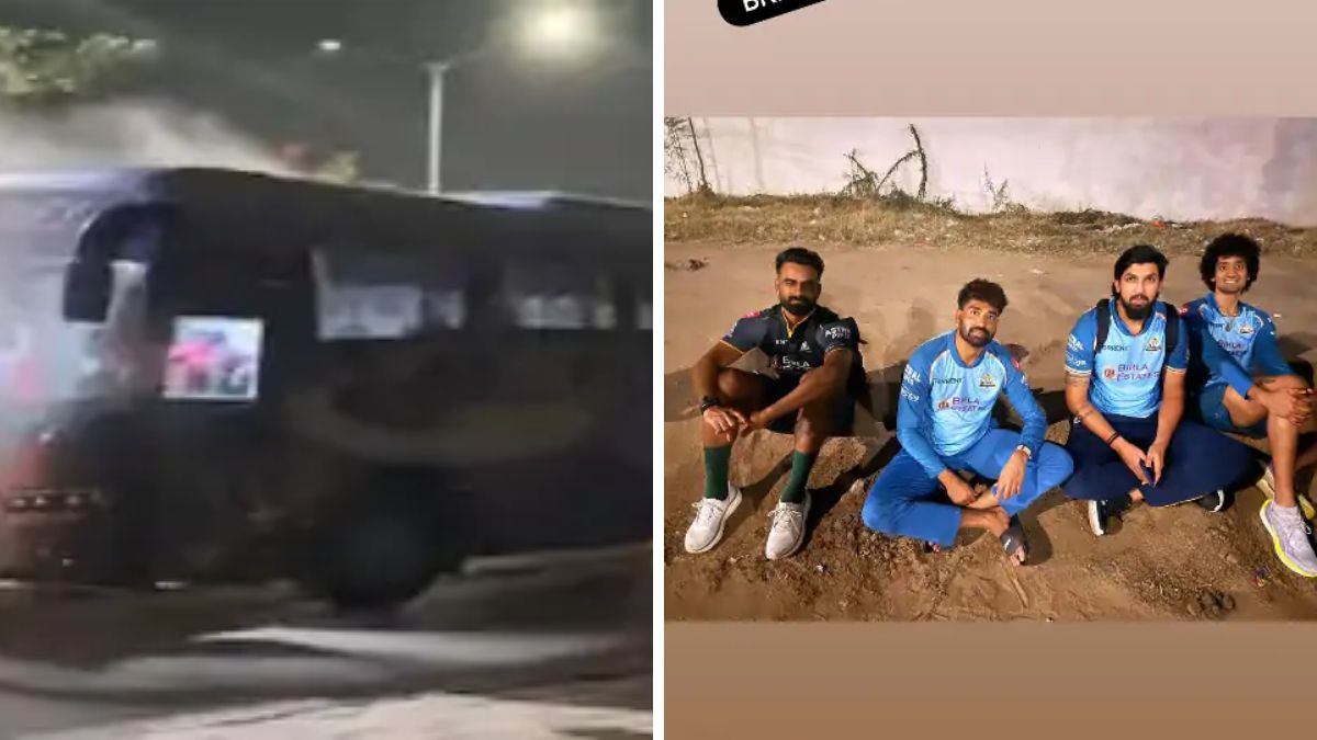 Gujarat Titans Escape Major Bus Mishap After IPL 2026 Final Loss in Ahmedabad Gujarat Titans bus short circuit, the blunt times