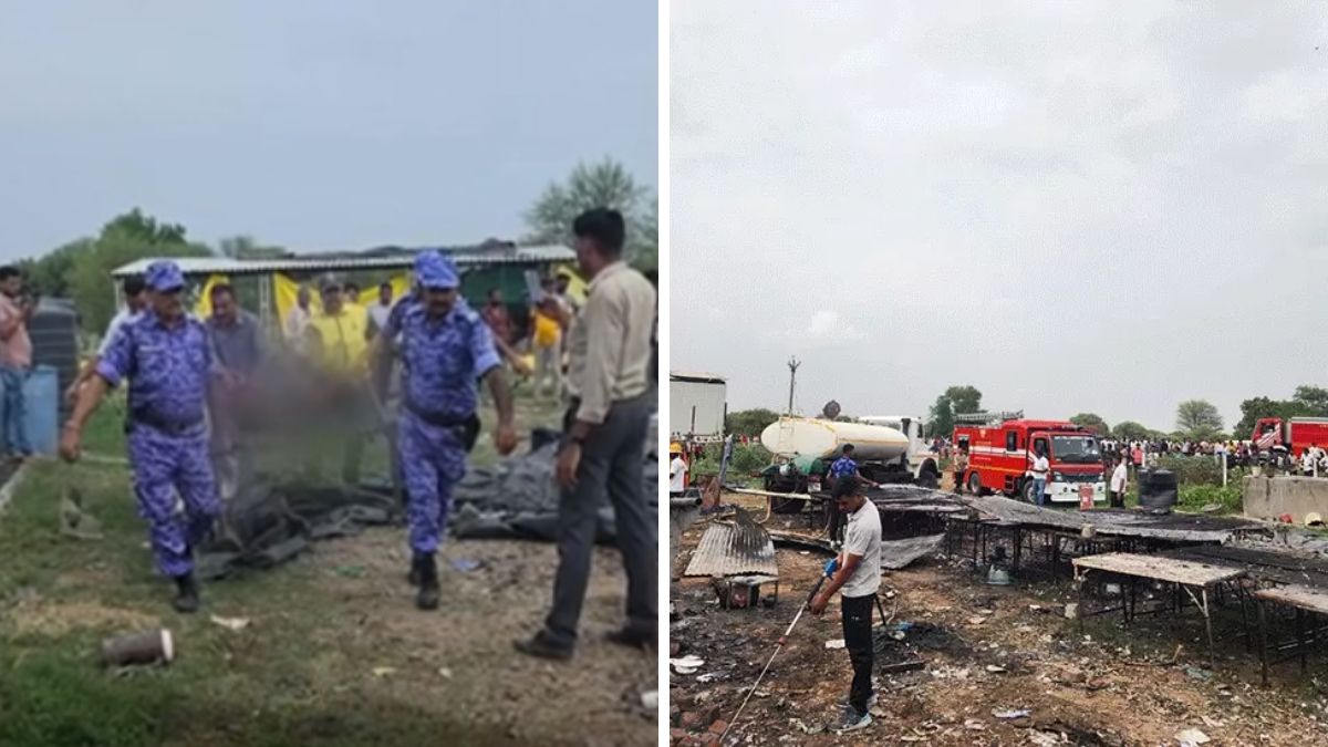 Two Dead, several injured as massive fire engulfs fireworks factory in Ahmedabad Ahmedabad fireworks factory fire, the blunt times