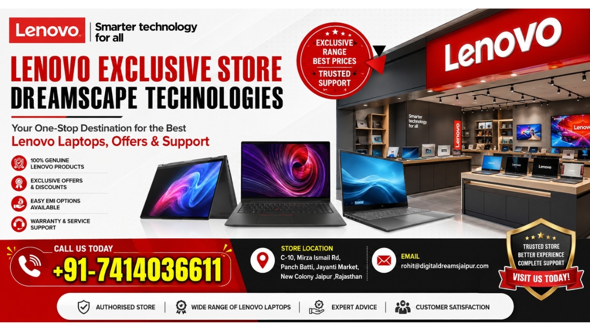 Explore the Reliable Lenovo Shop in Jaipur at Lenovo Exclusive Store – Dreamscape Technologies in Jaipur-TBT