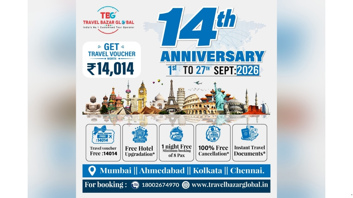 Travel Bazar Global Celebrates 14th Anniversary with Rs 14,014 Travel Voucher Offer