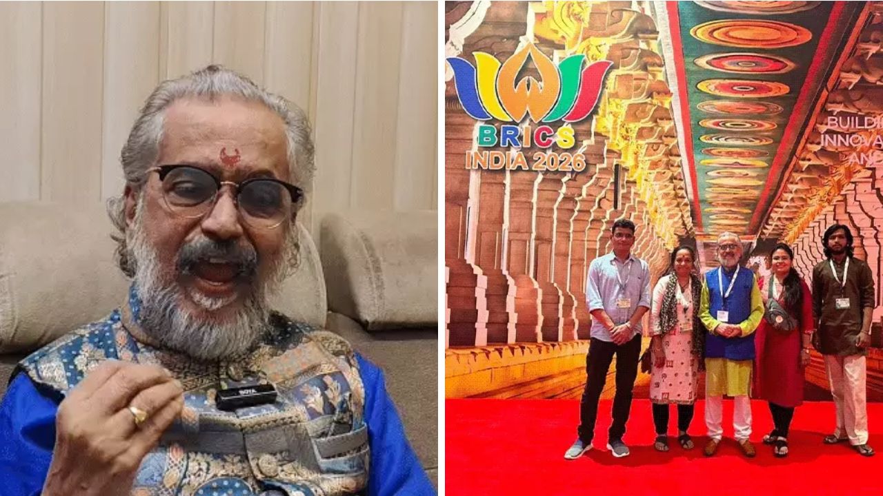 Vadodara Artist Creates Rangoli Magic at BRICS Summit Vadodara Rangoli artist Rajendra Dindolkar, the blunt times