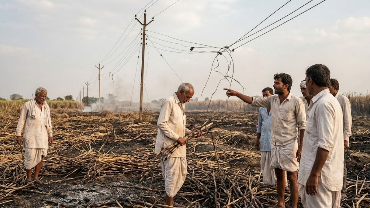 Surat Farmers Lose 98 Hectares of Crops to Fires; Leader Flags Power Negligence Surat farmers power line negligence, the blunt times